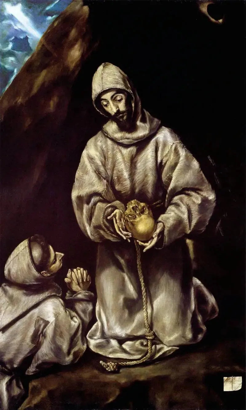 San Francisco y el hermano León meditando sobre la muerte - El Greco