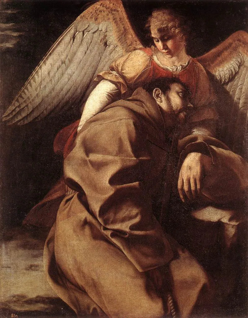 San Francisco apoyado por un ángel - Orazio Gentileschi