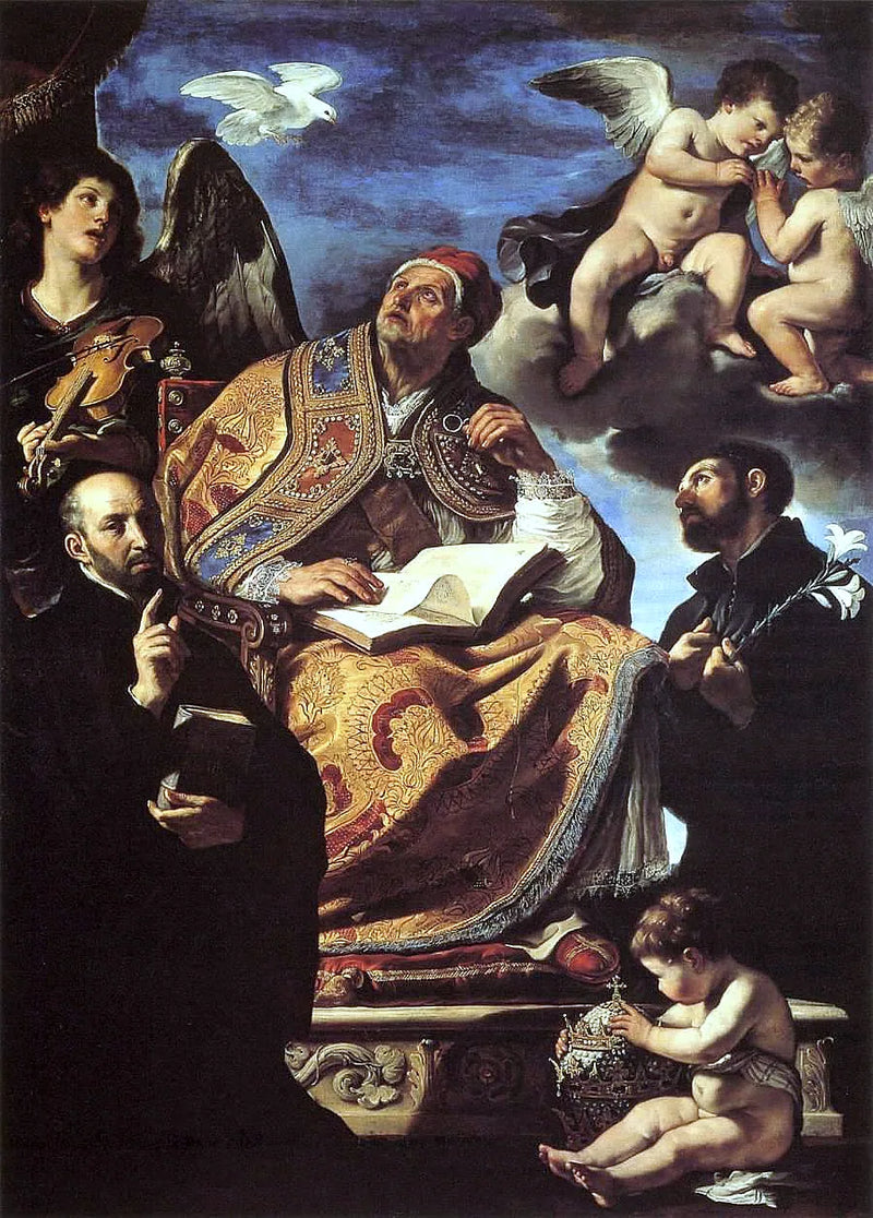 San Gregorio Magno con los santos jesuitas - Guercino