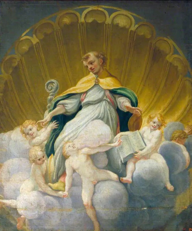 San Hilaire rodeado de ángeles (copia de la frescura de la cúpula de la catedral de Parma) - Antonio da Correggio