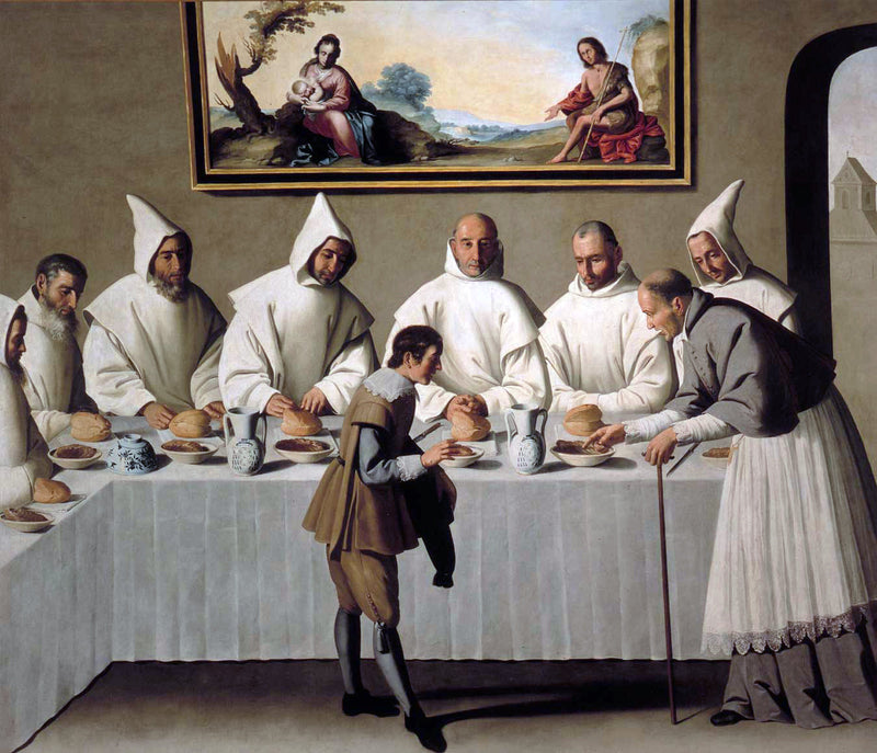 San Hugues en el refectorio de los Cartujos - Francisco de Zurbarán