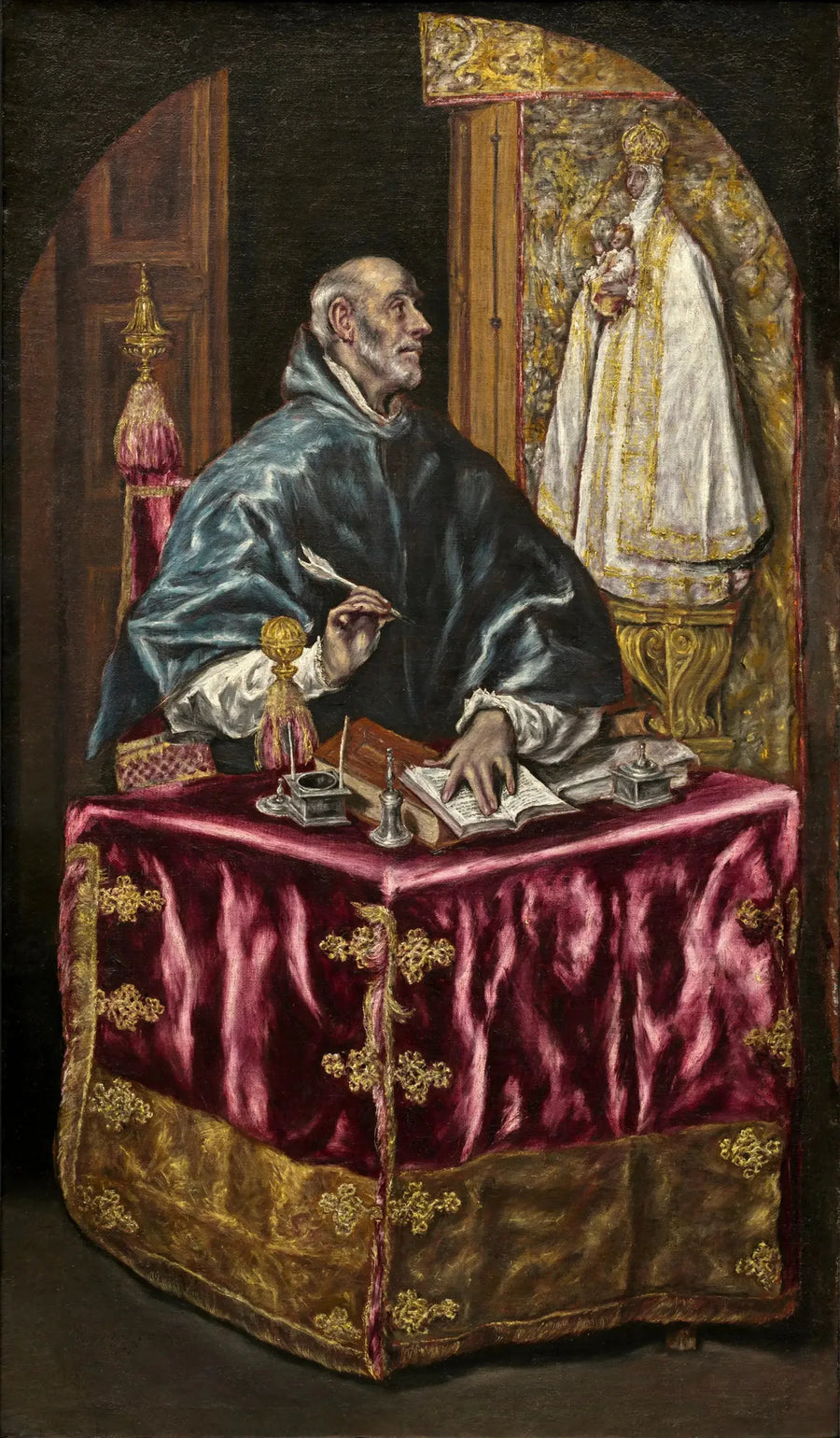San Ildefonso escribiendo bajo la dictado de la Virgen - El Greco