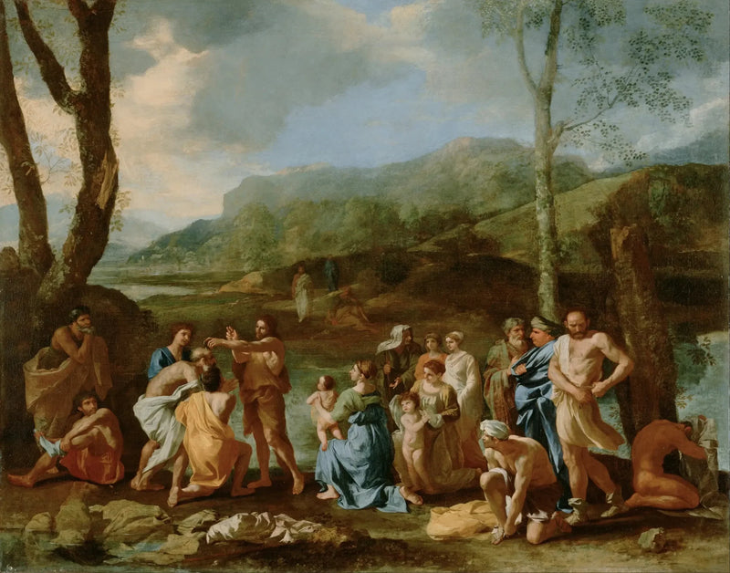 San Juan bautizando en el río Jordán - Nicolas Poussin