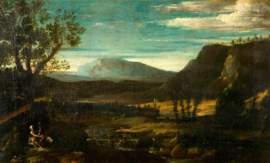 Saint Jean dans un paysage de montagne - Domenichino image 1 copie peinte à la main à l’huile