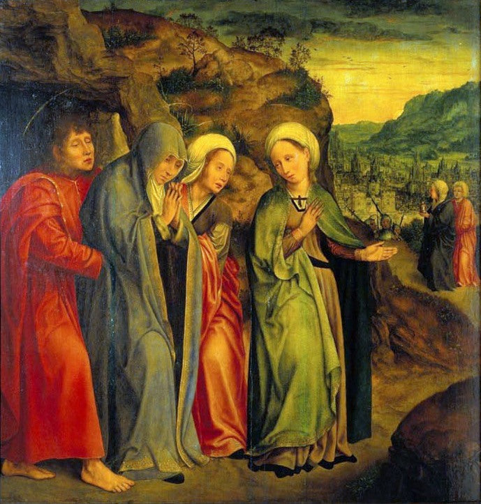 San Juan y las mujeres en la tumba de Cristo - Quentin Metsys
