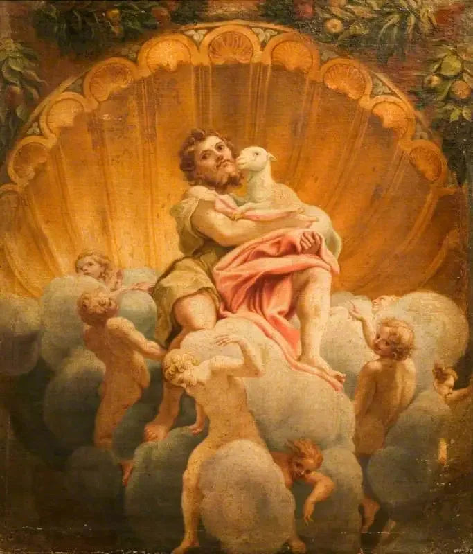 San Juan llevando al Cordero (copia de la frescura de la cúpula de la catedral de Parma) - Antonio da Correggio