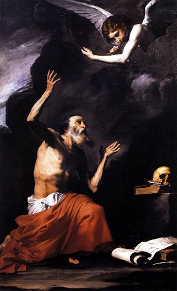 Saint Jérôme et l'Ange du Jugement - Jusepe de Ribera image 1 reproduction de peinture à l’huile