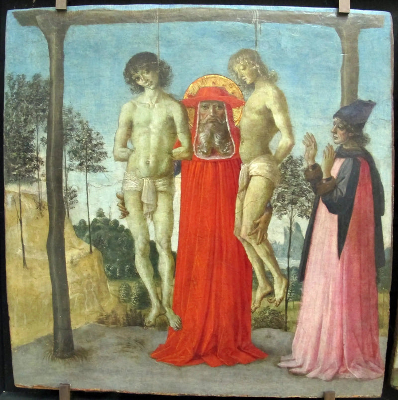 San Jerónimo sosteniendo a dos jóvenes ahorcados - Pietro Perugino