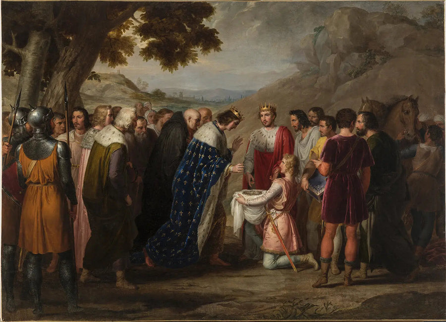 San Luis recibiendo la santa corona de Baudouin II - Rafael Tejeo