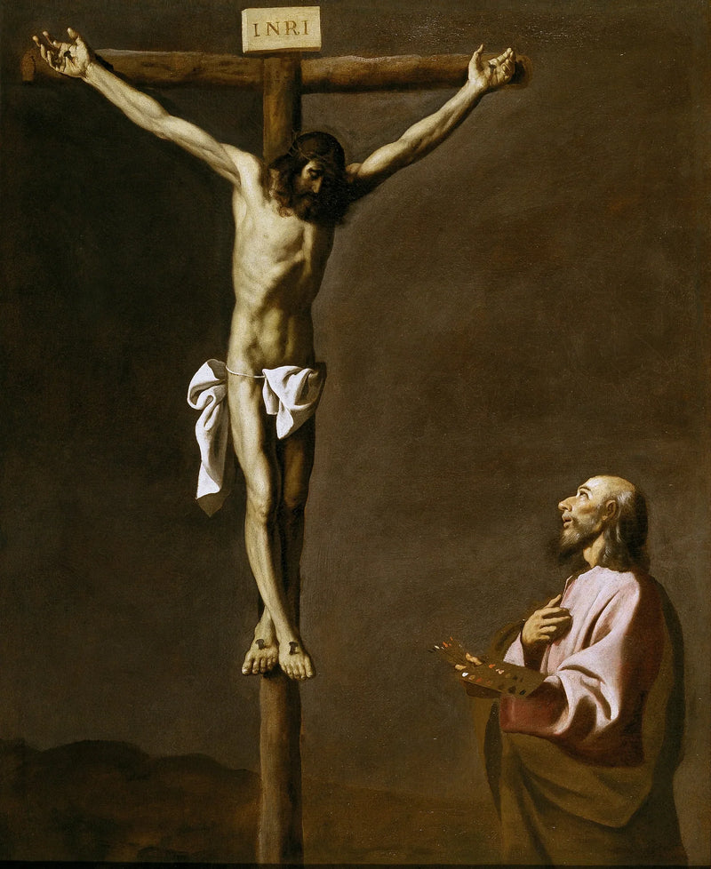 San Lucas pintor, frente a Cristo en la cruz - Francisco de Zurbarán