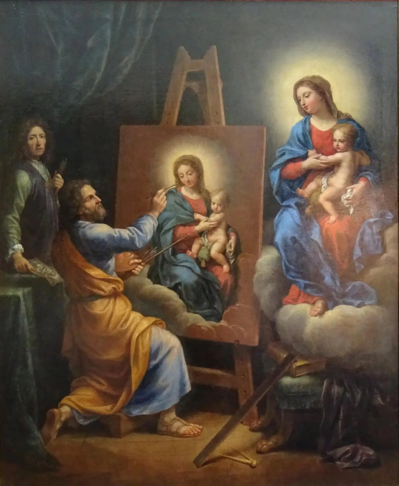 San Lucas pintando a la Virgen con el Autorretrato de Mignard - Pierre Mignard
