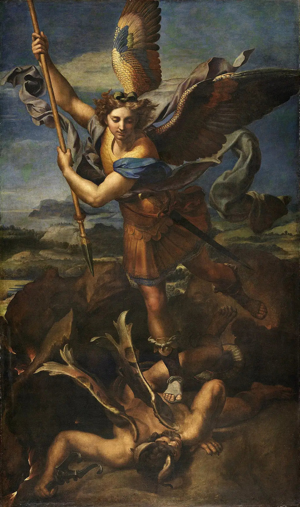 Saint Michel terrassant le démon - Raphaël Sanzio image 1 reproduction de peinture à l’huile