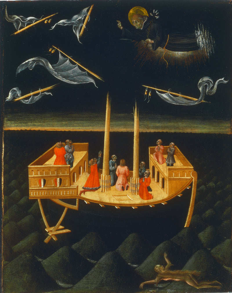 San Nicolás de Tolentino salvando a un náufrago - Giovanni di Paolo