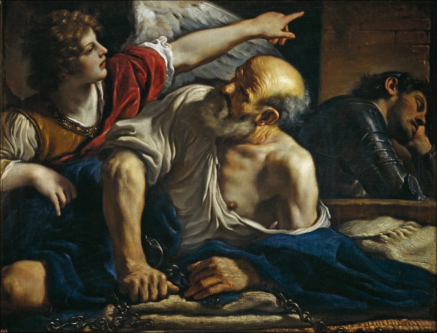 San Pedro liberado por un ángel - Guercino
