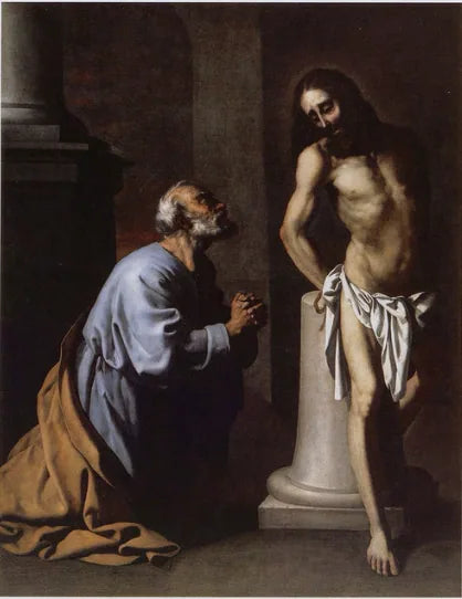 San Pedro penitente ante Cristo en la columna - Francisco de Zurbarán