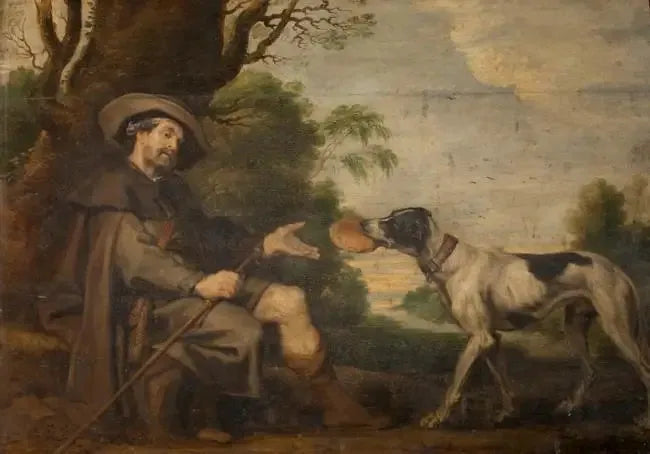 San Roque alimentado por un perro (retablo de San Roque) - Peter Paul Rubens