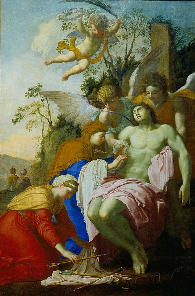 San Sebastián auxiliado por Irene - Eustache Le Sueur