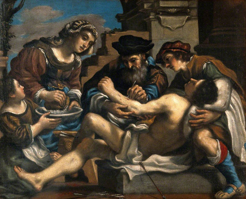 San Sebastián auxiliado por un cirujano y otros - Guercino