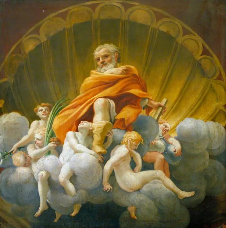San Tomás rodeado de ángeles (copia de la frescura de la cúpula de la catedral de Parma) - Antonio da Correggio