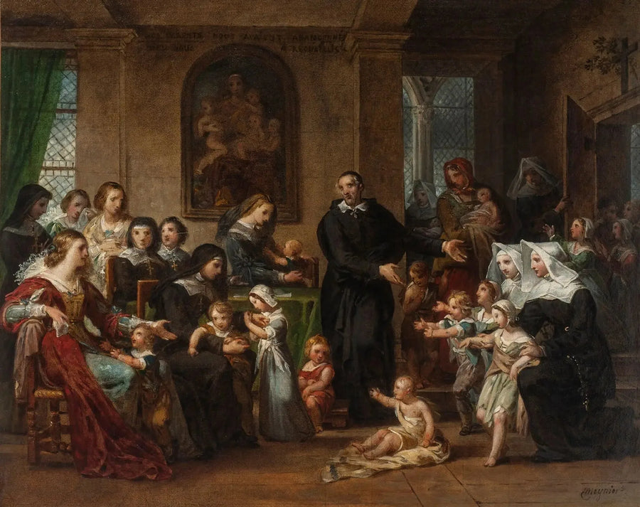 San Vicente de Paúl predicando la caridad a las mujeres de la corte de Luis XIII - Charles Meynier