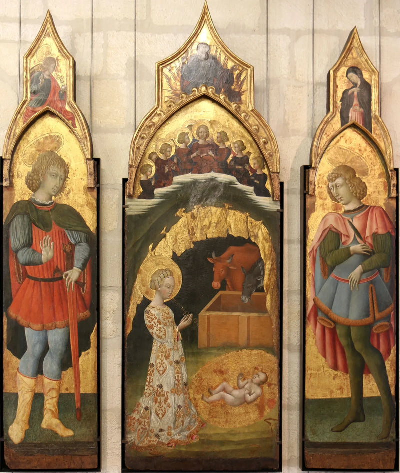 San Vittorin (?) (arriba: el Ángel de la Anunciación) - Giovanni di Paolo