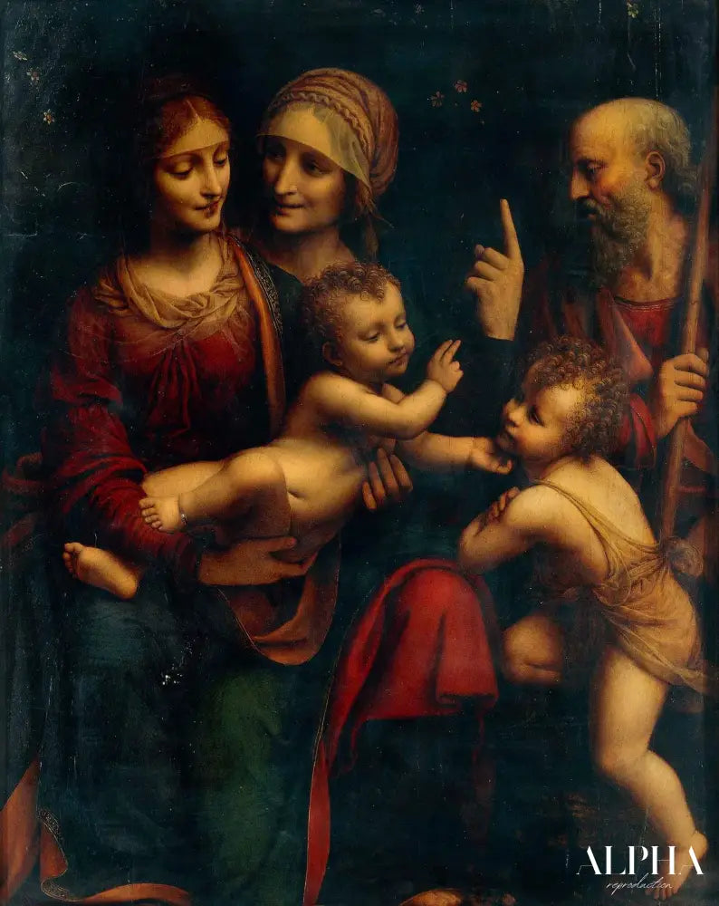 Sainte Anne, la Vierge, l'Enfant Jésus et saint Jean-Baptiste enfant - Léonard de Vinci - Reproductions de tableaux et peintures haut de gamme