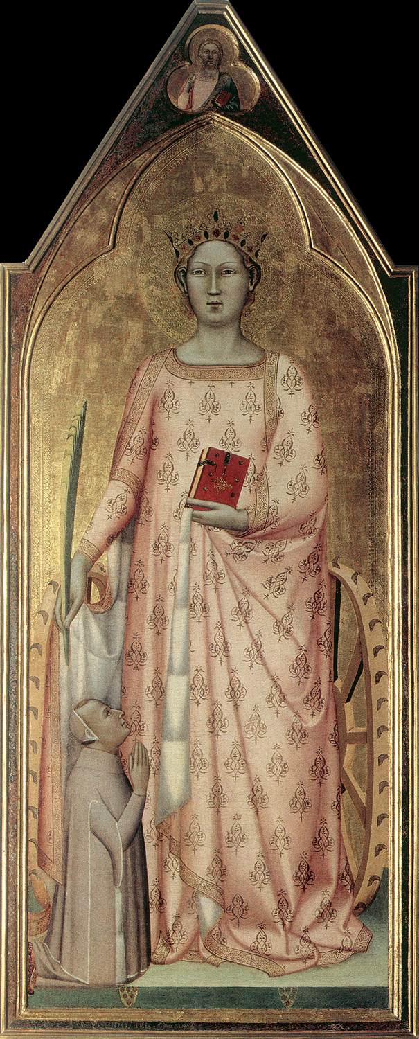 Santa Catalina de Alejandría con el donante y la bendición de Cristo - Bernardo Daddi