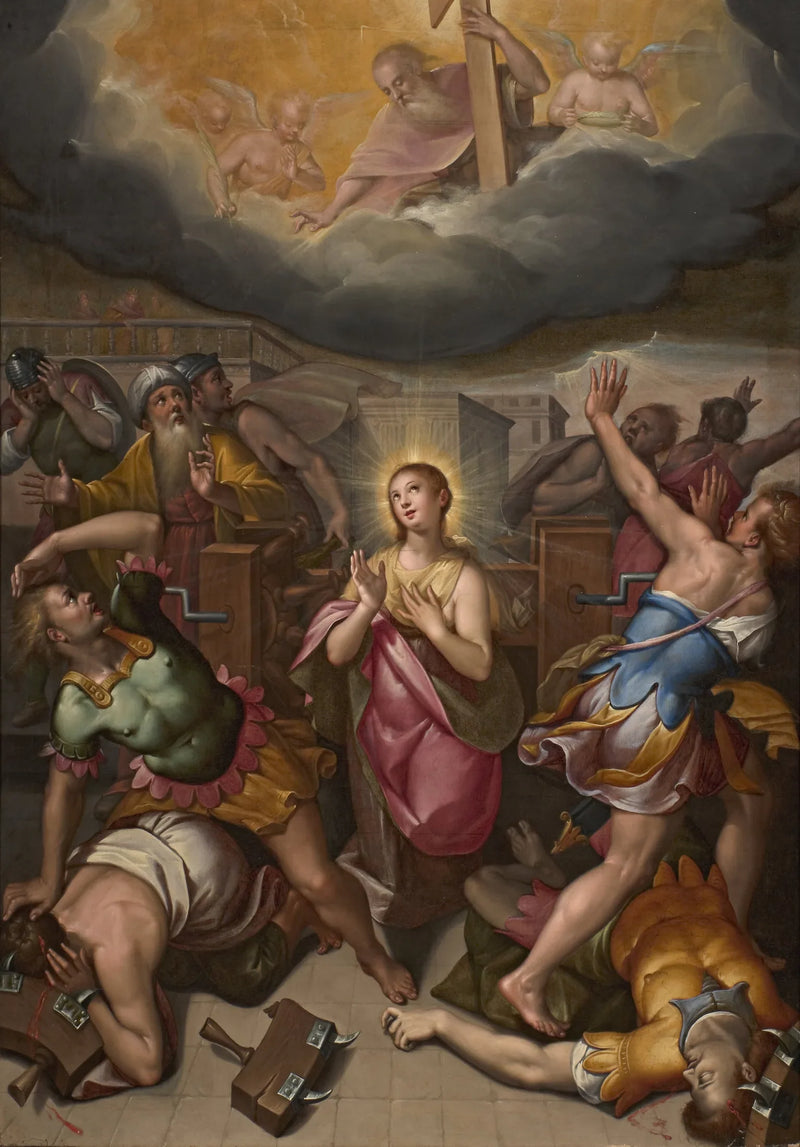 Santa Catalina de Alejandría y el milagro de la rueda - Denis Calvaert