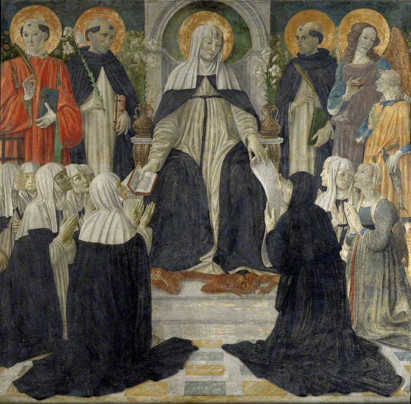 Santa Catalina de Siena como madre espiritual de las segunda y tercera ordenes de San Domingo - Cosimo Rosselli