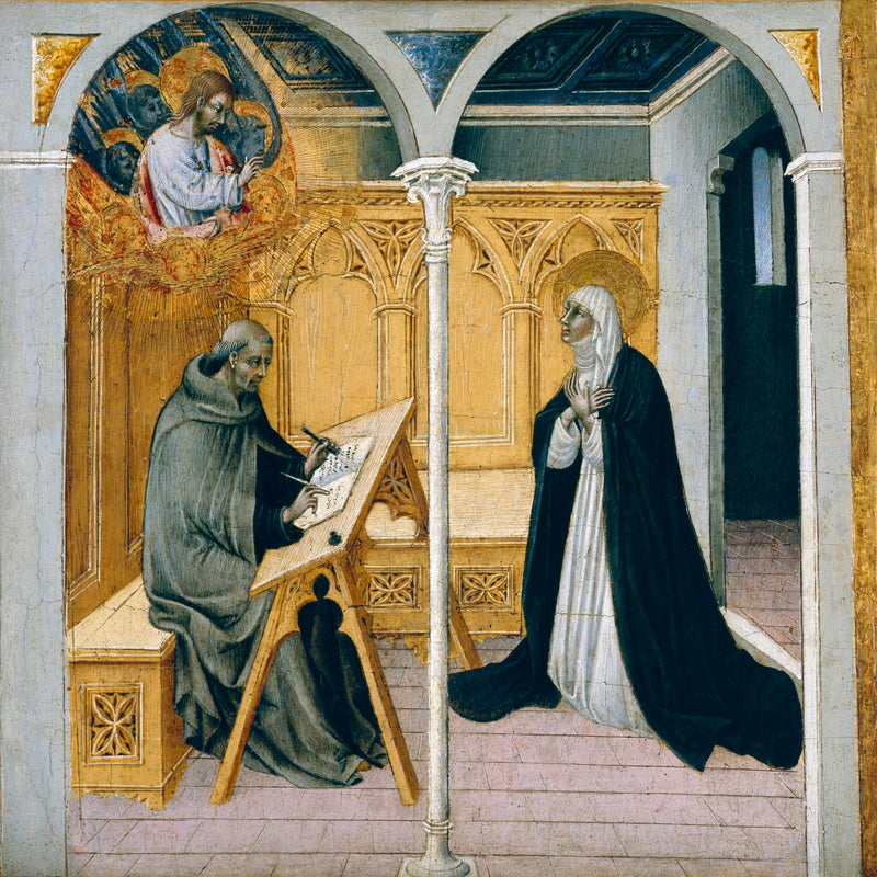 Santa Catalina de Siena dictando sus diálogos - Giovanni di Paolo