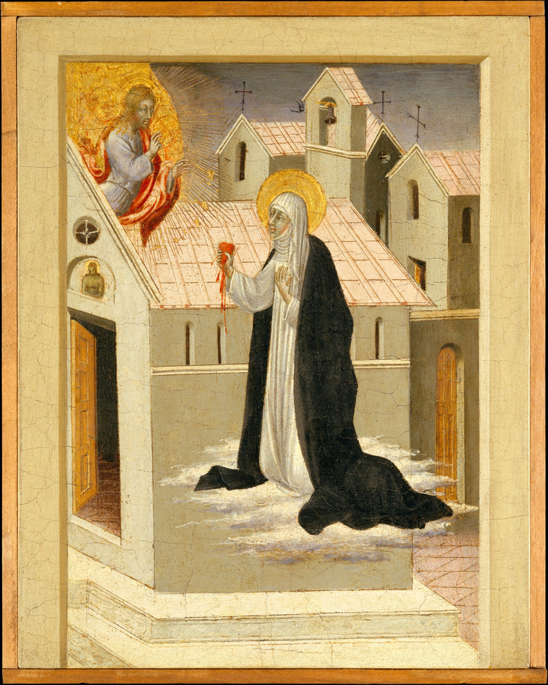 Santa Catalina de Siena intercambia su corazón con Jesucristo - Giovanni di Paolo
