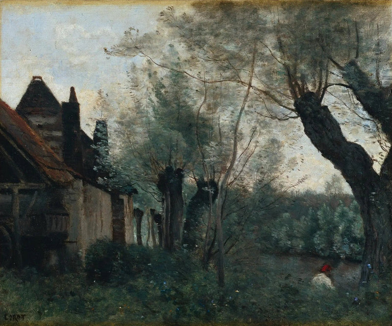 Sainte-Catherine-lez-Arras, sauces y casas de campo - Jean-Baptiste Camille Corot