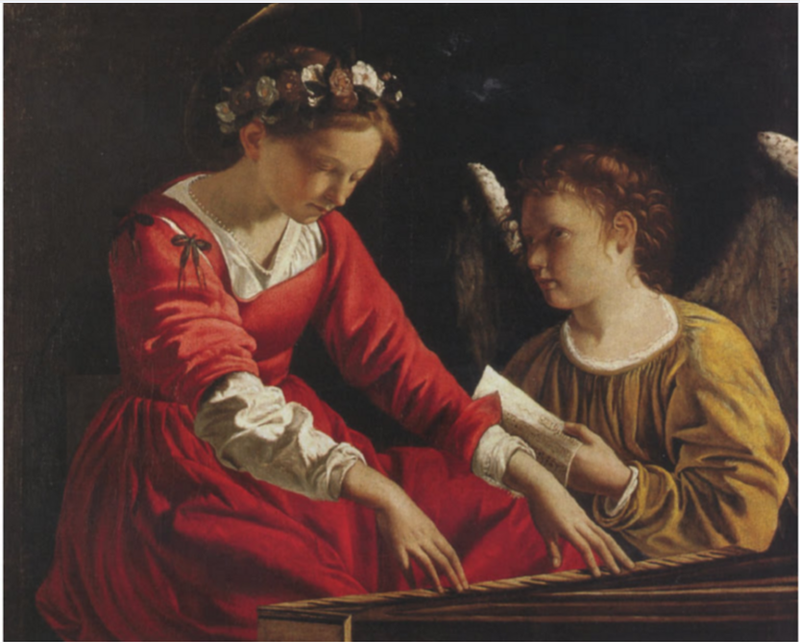 Santa Cecilia con un ángel tocando la cítara - Orazio Gentileschi