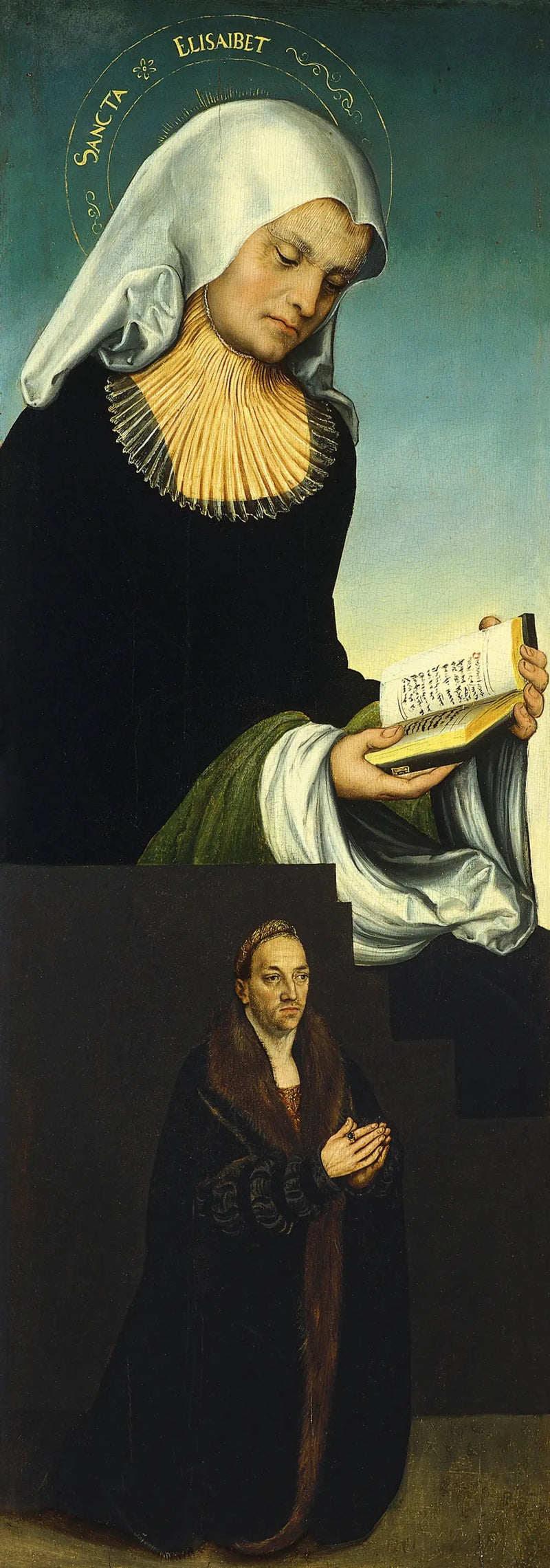 Santa Isabel con el duque Jorge de Sajonia como donante (ala izquierda interior) - Lucas Cranach el Viejo