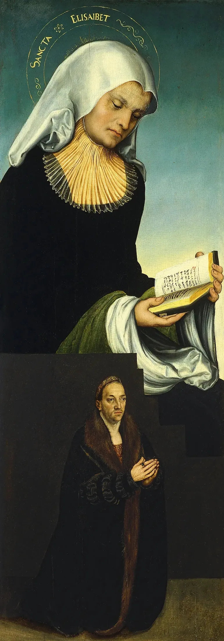 Santa Isabel con el duque Jorge de Sajonia como donante (ala izquierda interior) - Lucas Cranach el Viejo