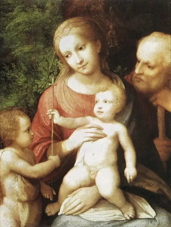 Sainte Famille avec saint Jean-Baptiste enfant - Antonio da Correggio image 1 tableau peint à l’huile sur toile