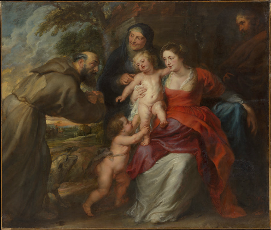 La Sainte Famille avec saint François, sainte Anne et l’Enfant saint Jean-Baptiste de Rubens – vue complète haute définition