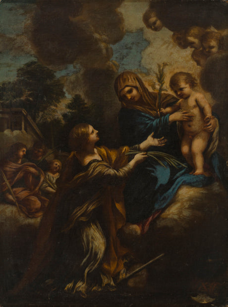 Santa María, el pequeño Jesús y Santa Catalina - Pietro da Cortona