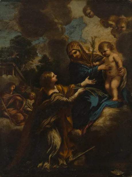 Santa María, el pequeño Jesús y Santa Catalina - Pietro da Cortona
