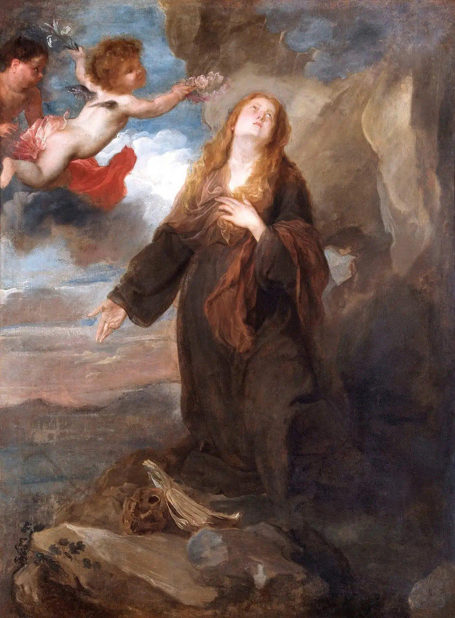 Santa Rosalie coronada de rosas por dos ángeles - Antoine van Dyck