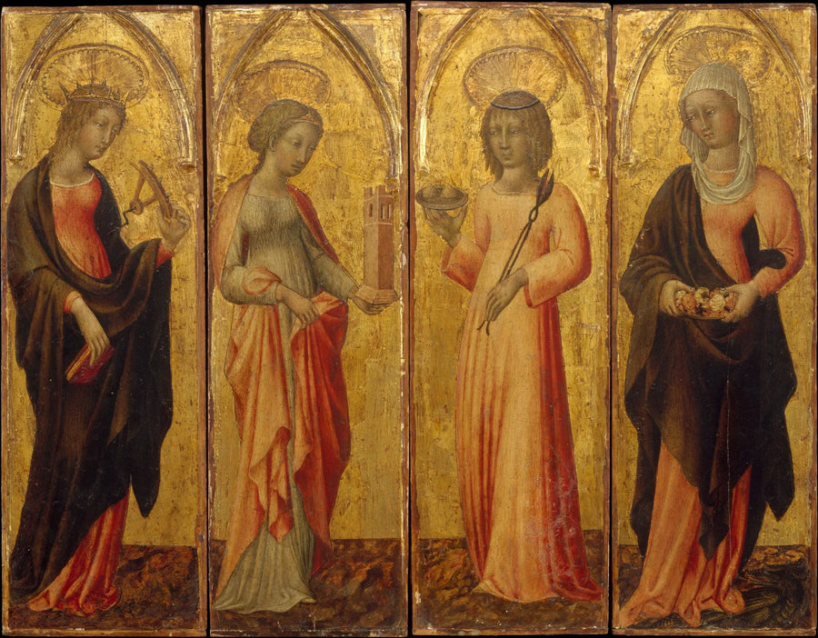 Santa Catalina de Alejandría, Barba, Agata y Margarita - Giovanni di Paolo