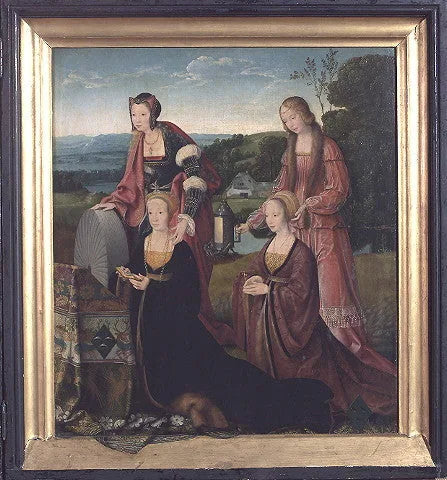 Santa Catalina y Santa Gúdula con Catharina Hackeney (nacida Hardenrath) y Sibilla Hackeney (nacida van van Merle) - Joos van Cleve