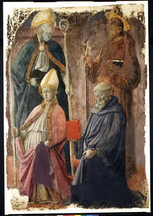 Santos Agustín y Francisco, un obispo santo, y San Benito - Fra Filippo Lippi