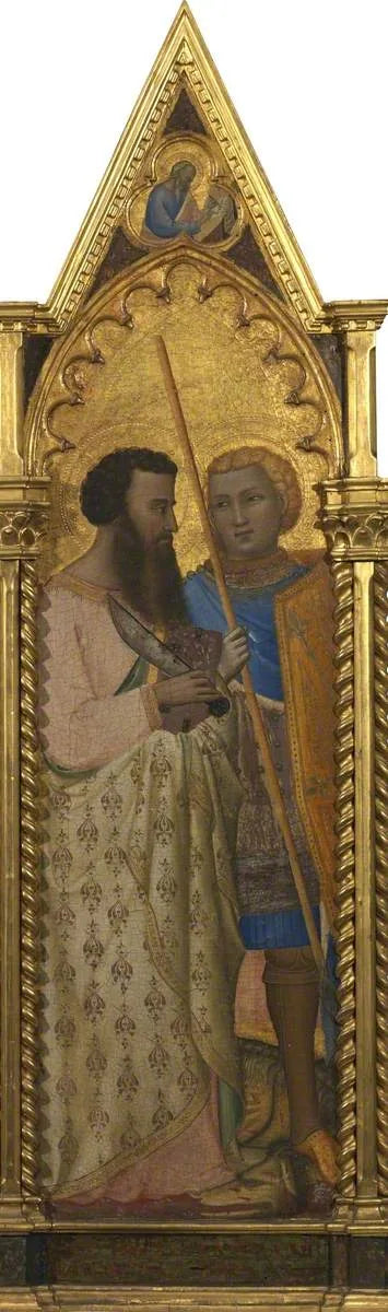 Santos Bartolomé y George (políptico, panel 2 de 5) - Bernardo Daddi