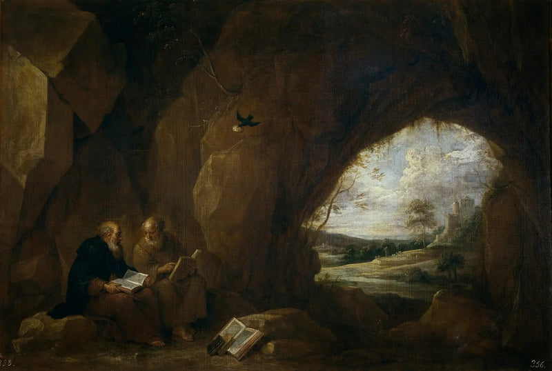 Santos Pablo y Antonio Abad en una cueva - David Teniers el Joven