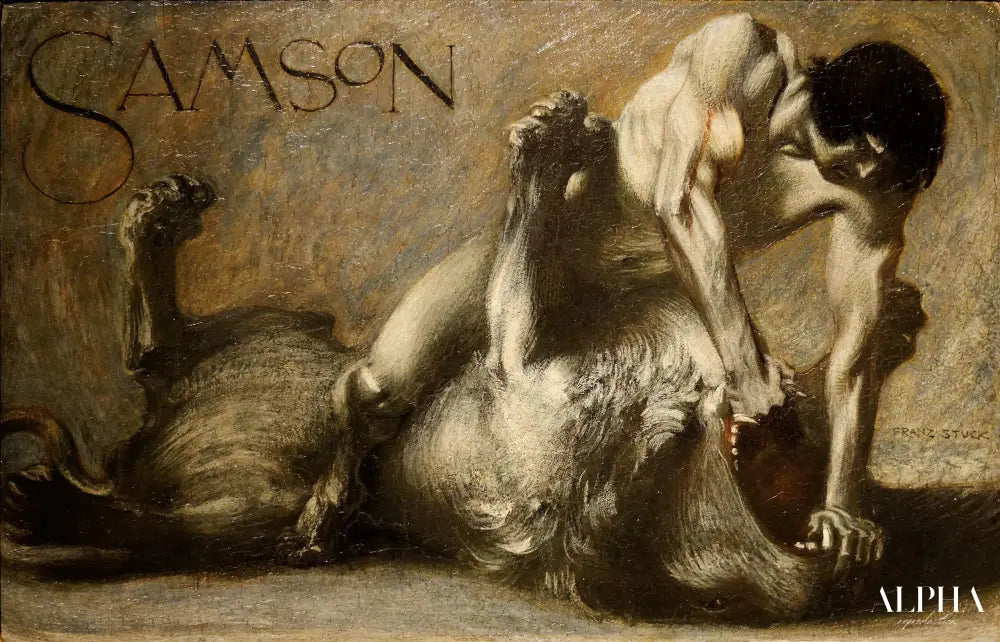 Samson. Le Combat avec le Lion - Franz Von Stuck Reproductions de tableaux à la peinture à l’huile