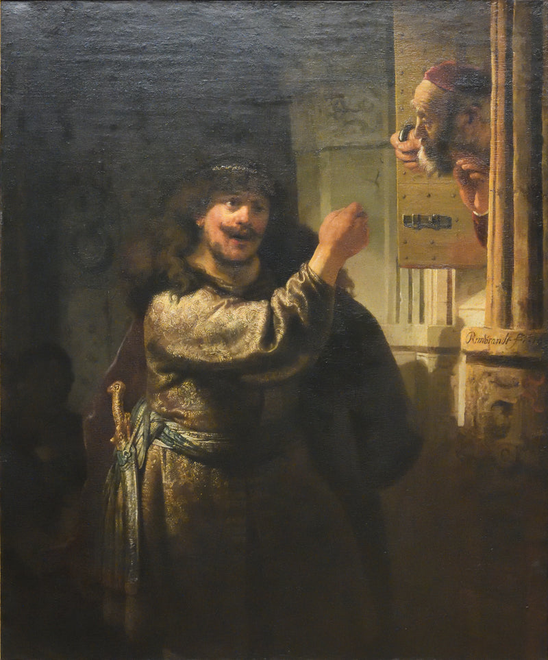 Samson amenaza a su suegro - Rembrandt