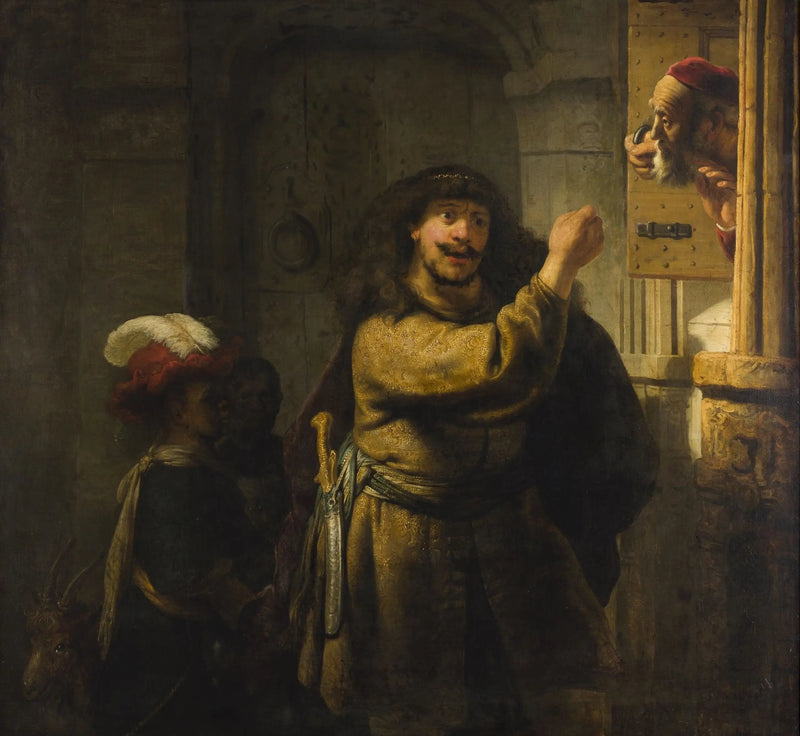 Samson amenaza a su suegro - Rembrandt