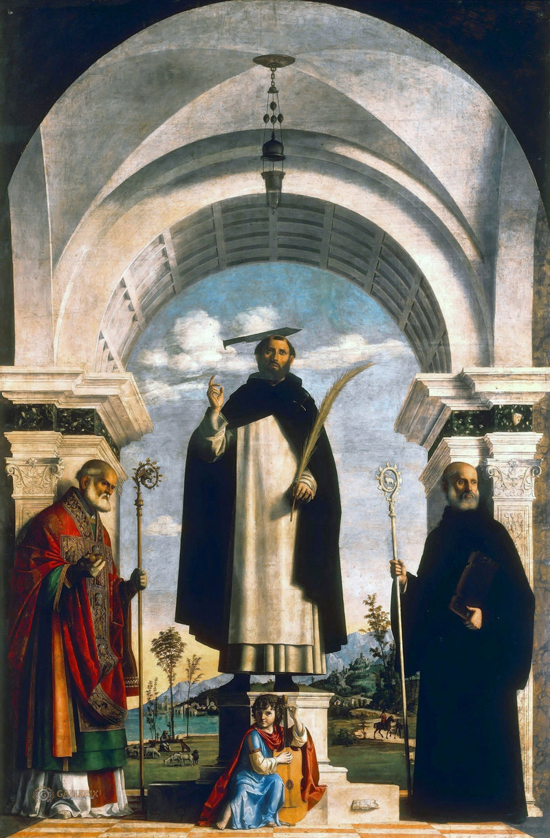 San Pedro mártir entre los santos Nicolás y Benedicto - Cima da Conegliano