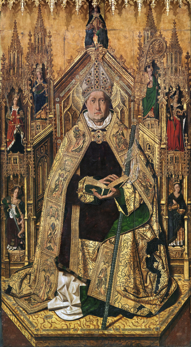 Santo Domingo de Silos entronizado como obispo, de Bartolomé Bermejo (Museo del Prado) - Bartolomé Bermejo